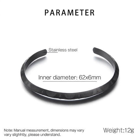 Stainless Steel Open Bangle C-Shape Bracelet Carved Geometric Pattern Minimalist Jewelry For Men Unisex Durable