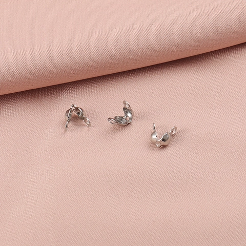Cubiertas De Nudos De Acero Inoxidable Tapas De Extremo De Engarce Plegables Para Fabricación De Joyas Collar Pulsera Tono Plata