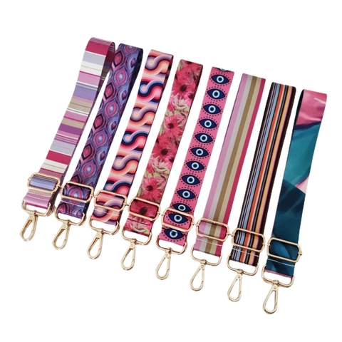 Wide Replacement Bag Strap Adjustable Colorful Floral Geometric Pattern Webbing Shoulder Strap For Handbags Crossbody