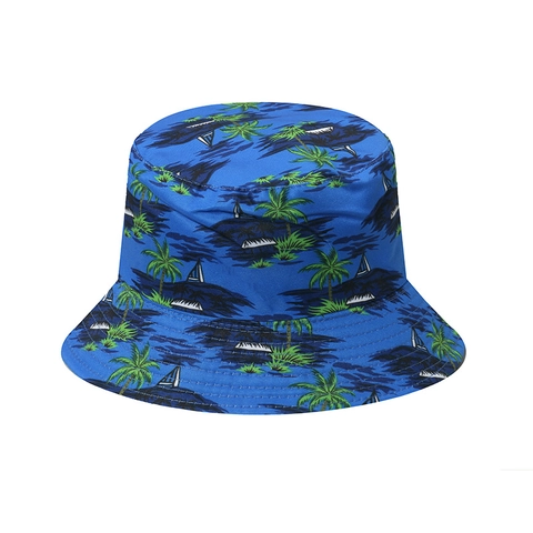 Bucket Hat Tropical Coconut Tree Print Summer Sun Protection Casual Beach Travel Polyester Outdoor Unisex