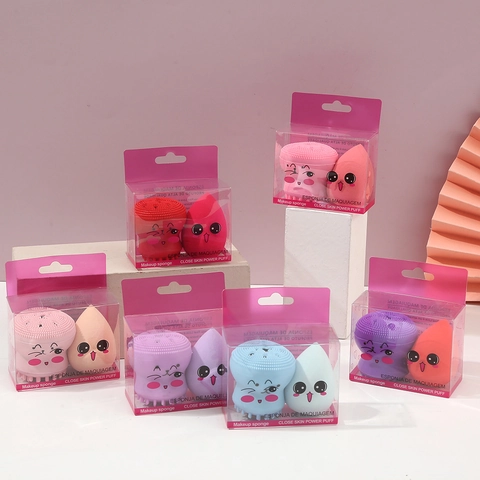 Octopus Silicone Facial Cleansing Brush And Teardrop Makeup Sponge Soft Skin Friendly Professional Beauty Tool