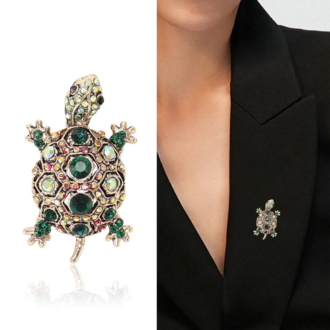 Spilla A Forma Di Tartaruga In Lega Con Strass Vintage Pin Animale Gioielli Di Cristallo Per Donna
