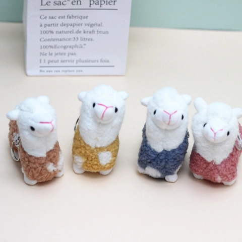 Schattige Alpaca Pluche Speelgoed Sleutelhanger Lama Pop Zachte Boucle Dier Tas Bedeltje Ornament Cadeau