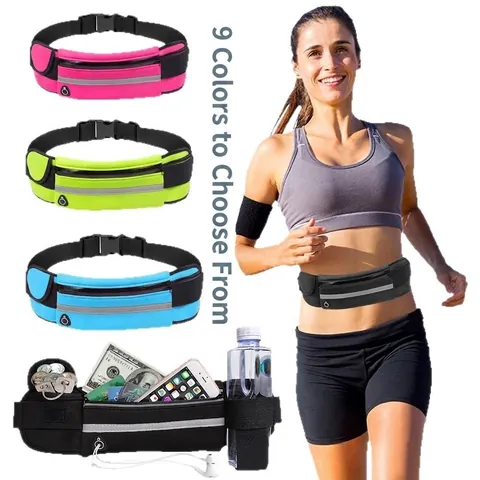 Neoprene Waterproof Running Waist Pack Reflective Sports Belt Bag With Earphone Hole For Marathon Gym Fitness Jogging Unisex