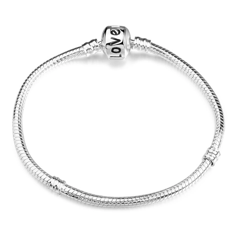 Snake Bone Chain Bracelet Copper Base Silver Plated DIY Charms Jewelry Barrel Clasp Heart Pendant Fashion For Women