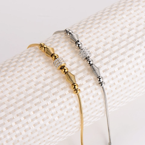 Bracciale A Catena Di Serpente In Acciaio Inossidabile 304 Da Donna Con Perline Di Zircone E Ciondolo A Cuore Gioielli Eleganti