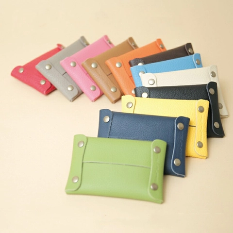 Mini Portable Tissue Pouch Leather Litchi Grain Pocket Paper Towel Storage Bag Metal Snaps For Travel Sanitary Napkin