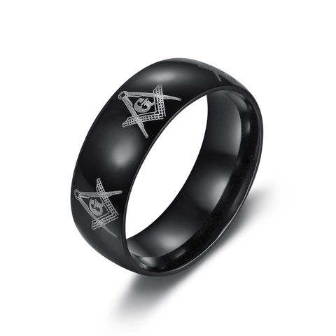 Bague Maçonnique En Acier Inoxydable Gravée Équerre Compas Lettre G Bijoux Vintage Pour Hommes Accessoire Hip Hop Rétro