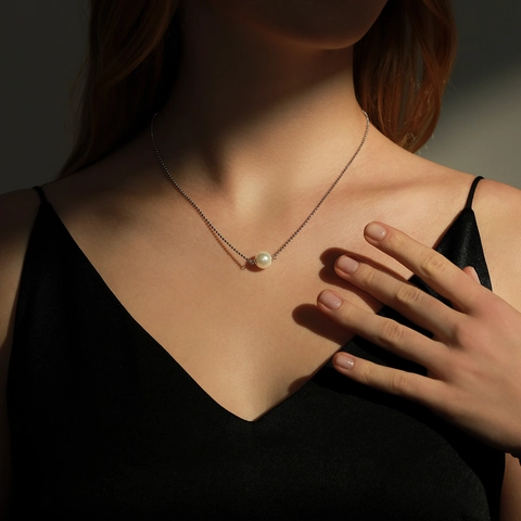 Collana Con Pendente A Perla Artificial Argento Sterling 925 Catena A Sfere Gioielli Eleganti Vintage Francese Per Donne