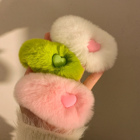 Süße Herz Plüsch Haarspange Rex Kaninchenfell Weiche Kunstpelz Seitenclip Für Damen Mädchen Herbst Winter Accessoire