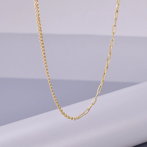 Collana A Catena Mista Placcata Oro 18K Acciaio Inossidabile Design A Graffetta E Grumet Geometrico Gioielli Retrò Per Donna