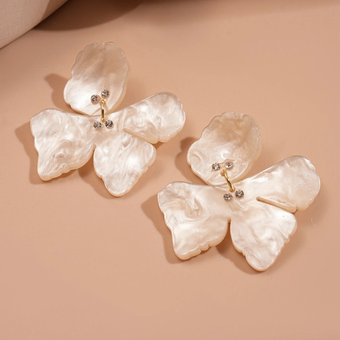 Flower Butterfly Drop Earrings With Rhinestones And 925 Sterling Silver Earring Post Retro Resin Jewelry For Women