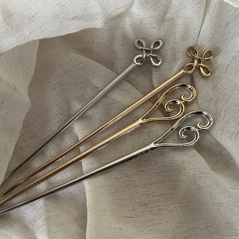 Legering Haarstok Vintage Antieke Stijl Minimalistisch Hart Klaver Knoop Haarnaald Voor Vrouwen Knot Haarsieraden Elegant