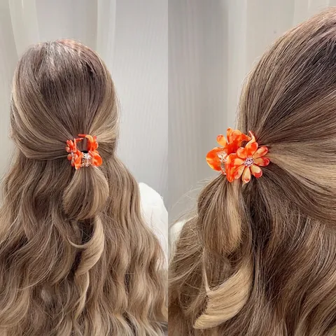 Acetate Blumen Haarklammer Mit Strasssteinen Schildpatt Marmor Gänseblümchen Haarschmuck Für Damen