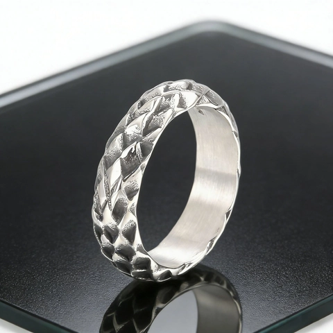 Anello Da Uomo Texture Scaglie Di Serpente Acciaio Inossidabile 316L Punk Retro Vintage Minimalista Gioielli