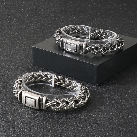 Men Bracelet Stainless Steel Woven Keel Chain Vintage Punk Industrial Style Jewelry Gift For Boyfriend Husband