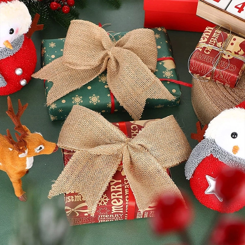 Rouleau Ruban Toile Jute Naturelle Pour Bricolage Décoration Sapin De Noël Mariage Emballage Cadeau Style Rustique