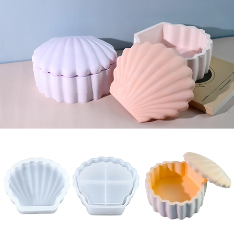 Molde De Silicona Para Caja De Almacenamiento De Concha DIY Resina Epoxi Organizador De Joyas Contenedor Tapa Herramienta