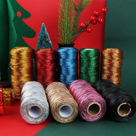 Metallic Twine Baker Craft Cord Polyester Satin Braided Thread For Gift Wrapping Tag DIY Decoration Christmas Ornament