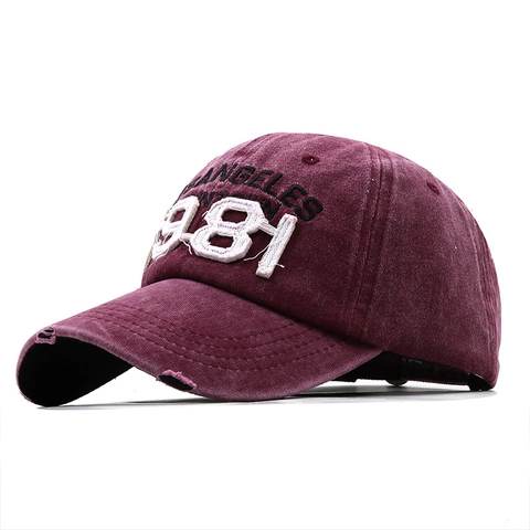Vintage Baseballkappe Aus Gewaschener Baumwolle Retro Los Angeles 1981 Stickerei Distressed Sonnenschutzkappe