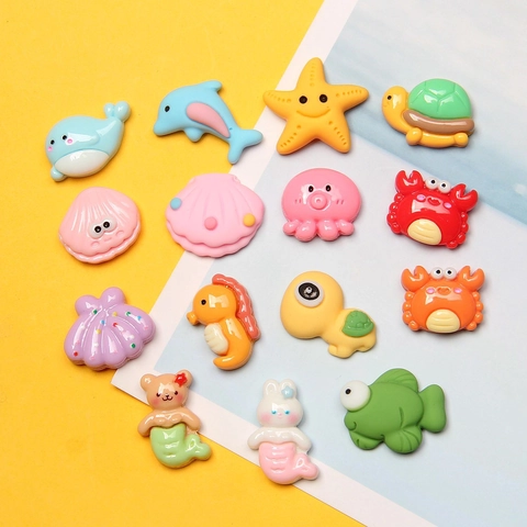 Cartoon Ocean Animal Resin Charms Marine Life DIY Craft Supplies For Hair Clips Shoe Charms Decor Cute Creatures
