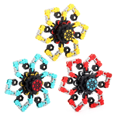 Giroscopio Mecánico De Dedo DIY Deformable Fidget Spinner Alivio Del Estrés Descompresión Juguete Plástico Bolas De Metal