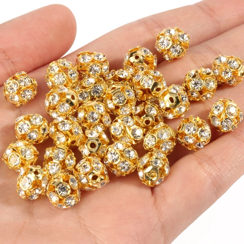 Kupfer Strass Perlen Hohl Yangmei Kugel Abstandshalter Perlen Für DIY Armband Halskette Schmuckherstellung Gold Silber Zubehör