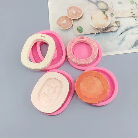 Silicone Molds Round Oval Embossed Letter DIY Handmade Candle Plaster Car Aromatherapy Fondant Chocolate Baking Tool