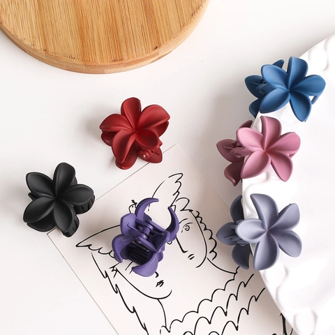 Pinces À Cheveux Fleur Dépolies Mat Irisé Durable Résine Plastique Design Cinq Pétales Accessoires Coiffure Femmes