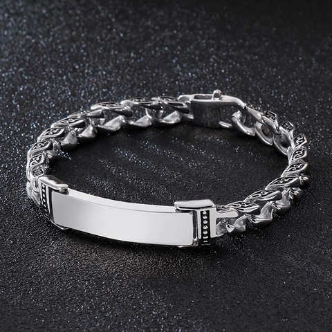 Bracciale Gotico Da Uomo Teschio Croce Acciaio Inossidabile 316L Retro Distressed Punk Biker Catena Pesante Gioielli