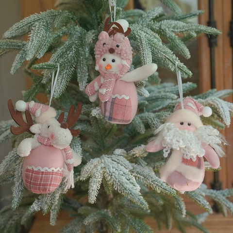 Addobbi Natalizi In Peluche Rosa Babbo Natale Renna Pupazzo Di Neve Decorazioni Da Appendere In Tessuto Morbido Festivo