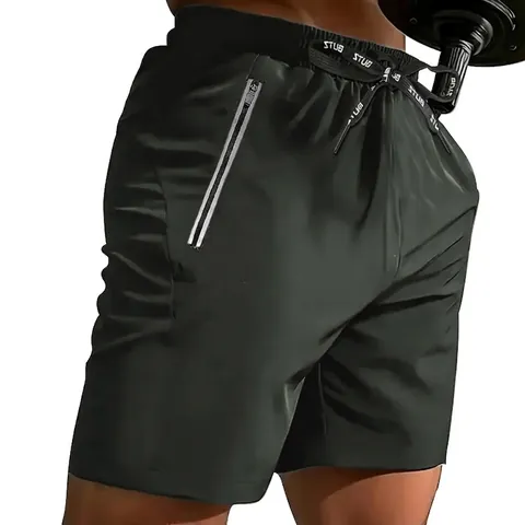 Herren Sportshorts Polyester Elasthan Schnell Trocknend Elastische Taille Kordelzug Reißverschlusstaschen Fitness Gym Laufen