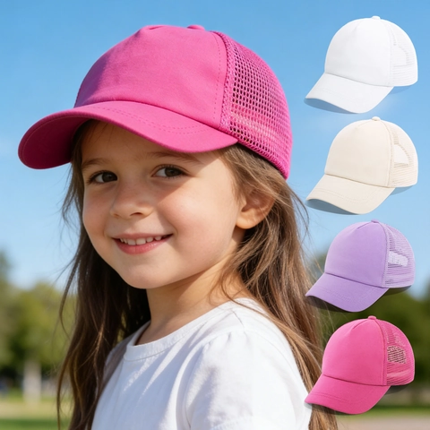 Summer Kids Baseball Cap Mesh Trucker Hat Boys Girls Sun Protection Breathable Dinosaur Cartoon Pattern Outdoor Casual Cap