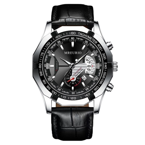 Orologio al Quarzo da Uomo Moda Con Data Quadrante Grande Cinturino in Pelle Motivo Coccodrillo Business Casual Orologio da Polso Analogico