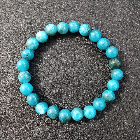 Natural Stone Beaded Bracelet Blue Apatite Style Round Beads Single Loop Handmade Chic Jewelry For Women