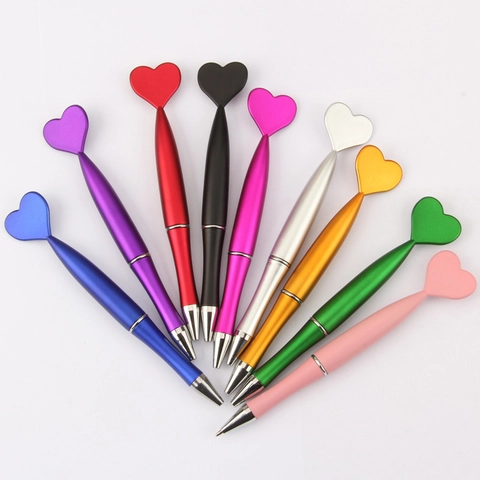 Elegant Ballpoint Pen Metallic Artificial Pearl Finish Creative Heart Butterfly Star Flower Decorative Top Writing Gift For Office School