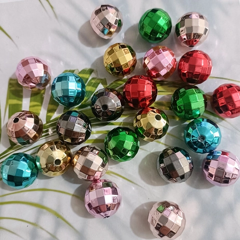 Facettierte Runde Discokugel Lose Perlen Kunststoff UV Galvanisiert Für DIY Schmuckherstellung Halsketten Armbänder Zubehör