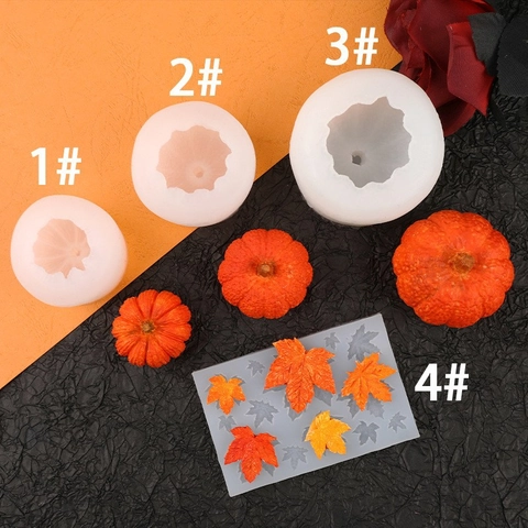 Halloween Pumpkin Maple Leaf Silicone Molds DIY Handmade Aromatherapy Candle Cake Decorating Fondant Chocolate Resin Casting Decorative
