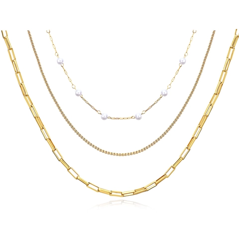 Minimalist Solid Color Titanium Steel Polishing Layered Necklaces