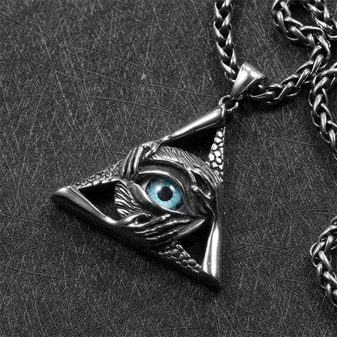 Vintage All-Seeing Eye Dreieck Anhänger Halskette Kupfer Hip Hop Punk Streetwear Accessoire Schmuck Für Männer