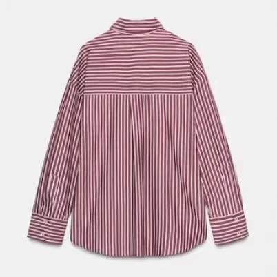 Camisa De Rayas De Manga Larga Para Mujer Algodón Cuello Solapa Blusa Casual