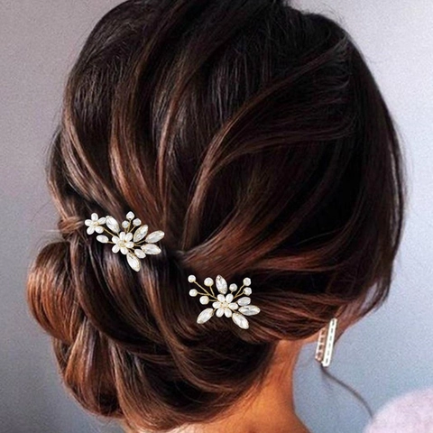Épingles À Cheveux De Mariée Avec Künstliche Perles D'Imitation Et Cristal Épingles À Cheveux En Forme De U Accessoires De Cheveux De Mariage Faits À La Main Pour Femmes