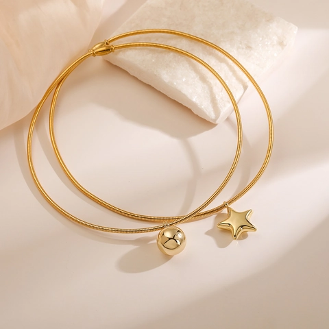 Collana Con Pendente A Stella Geometrica In Acciaio Inossidabile Placcato Oro Catena Minimalista Gioielli Per Donne