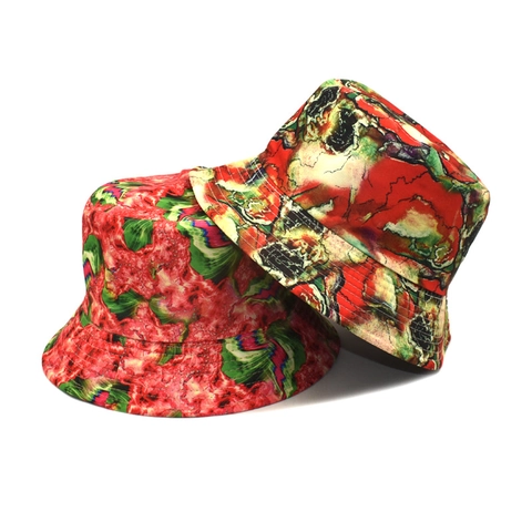 Abstract Art Print Bucket Hat Polyester Reversible Sun Protection Outdoor Summer Fisherman Cap Unisex Trendy
