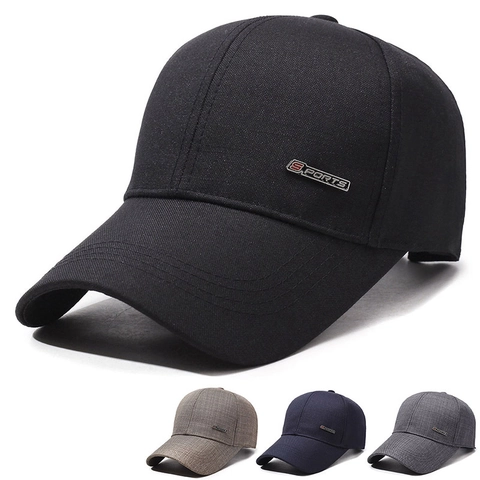 Herren Baseballkappe Lässig Baumwolle Verstellbar Papa Hut Mit Metall Sport Logo Atmungsaktiv Draußen Sonnenschutz Hut