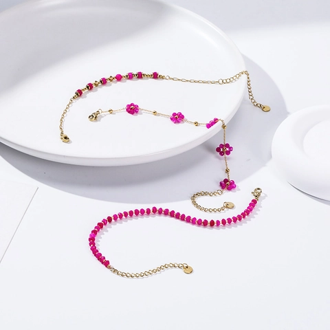 Naturstein Armband Edelstahl Vergoldet Süßwasserperle Verstellbar Boho Stil Schmuck Für Frauen Rosa Süßwasserperlen
