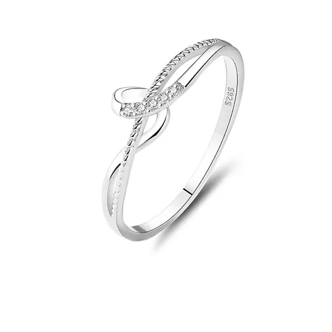 Minimalist 925 Sterling Silver Infinity Twisted Ring For Women White Gold Plated Rhinestone Geometric Stackable Jewelry