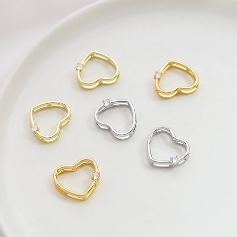 Herz Anhänger Kupfer Pendants Gold Vergoldet Mit Zirkonia Für DIY Schmuckherstellung Hohl Aus Funkelndes Zubehör