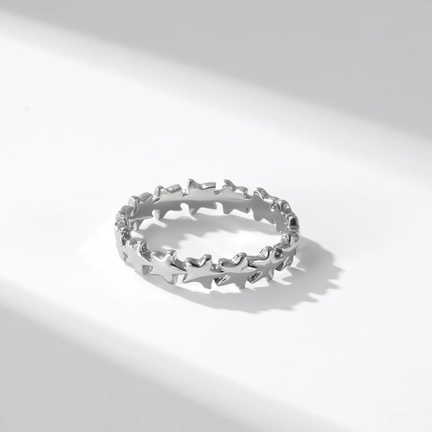 Anillo De Estrella Apilable De Acero Inoxidable Recorte Hueco Estrellas De Cinco Puntas Joyas De Moda Minimalistas Para Mujeres