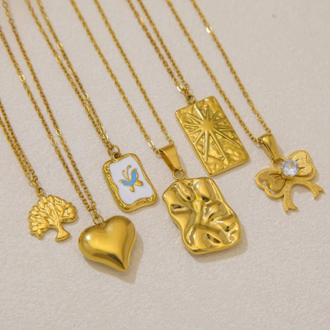 Collana Con Pendente In Acciaio Inossidabile Minimalista Farfalla Cuore Albero Della Vita Gioielli Placcati Oro Donna Elegante